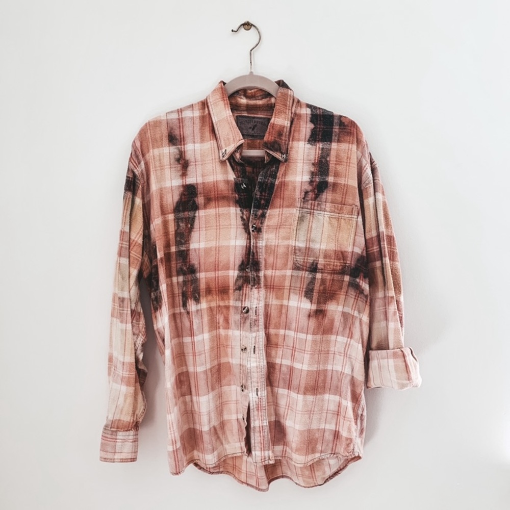 Vintage Bleach Dyed “Pumpkin Spice” Flannel